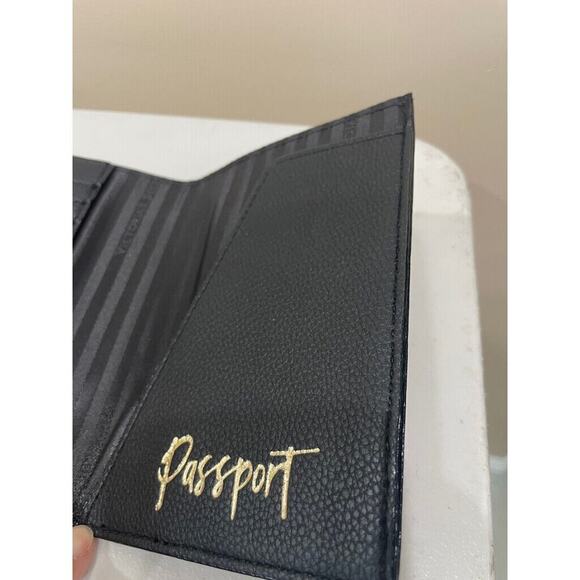 VICTORIA SECRET PASSPORT WALLET BLACK GOLDEN LOGO TRAVELER UTILITY VERSATILE - Picture 4 of 10